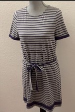 Tommy Girl Hilfiger Girls Dress Size Medium M New NWT Blue  Stripes Gray Bows