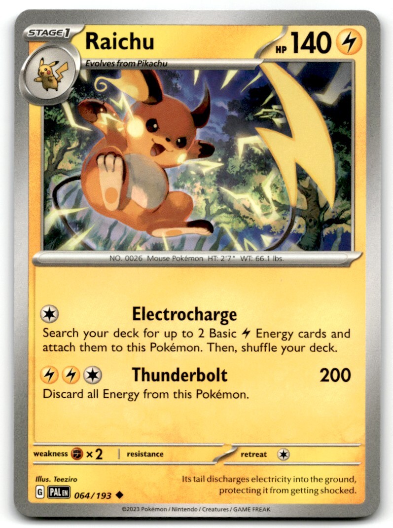 raichu pokemon card value 2023 Graded 10 #026/165 151 Cosmos Holo Sam's Club Exclusive Colorless Electric Ball (120) Weakness Fighting 2 Retreat Cost Raichu 23/117 Prices - PokeScreener
