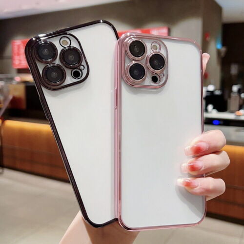 Per iPhone 16 15 14 13 12 11 Pro Max 8 XS Custodia Trasparente Slim Cover + Protezione Obiettivo - Foto 21 di 88