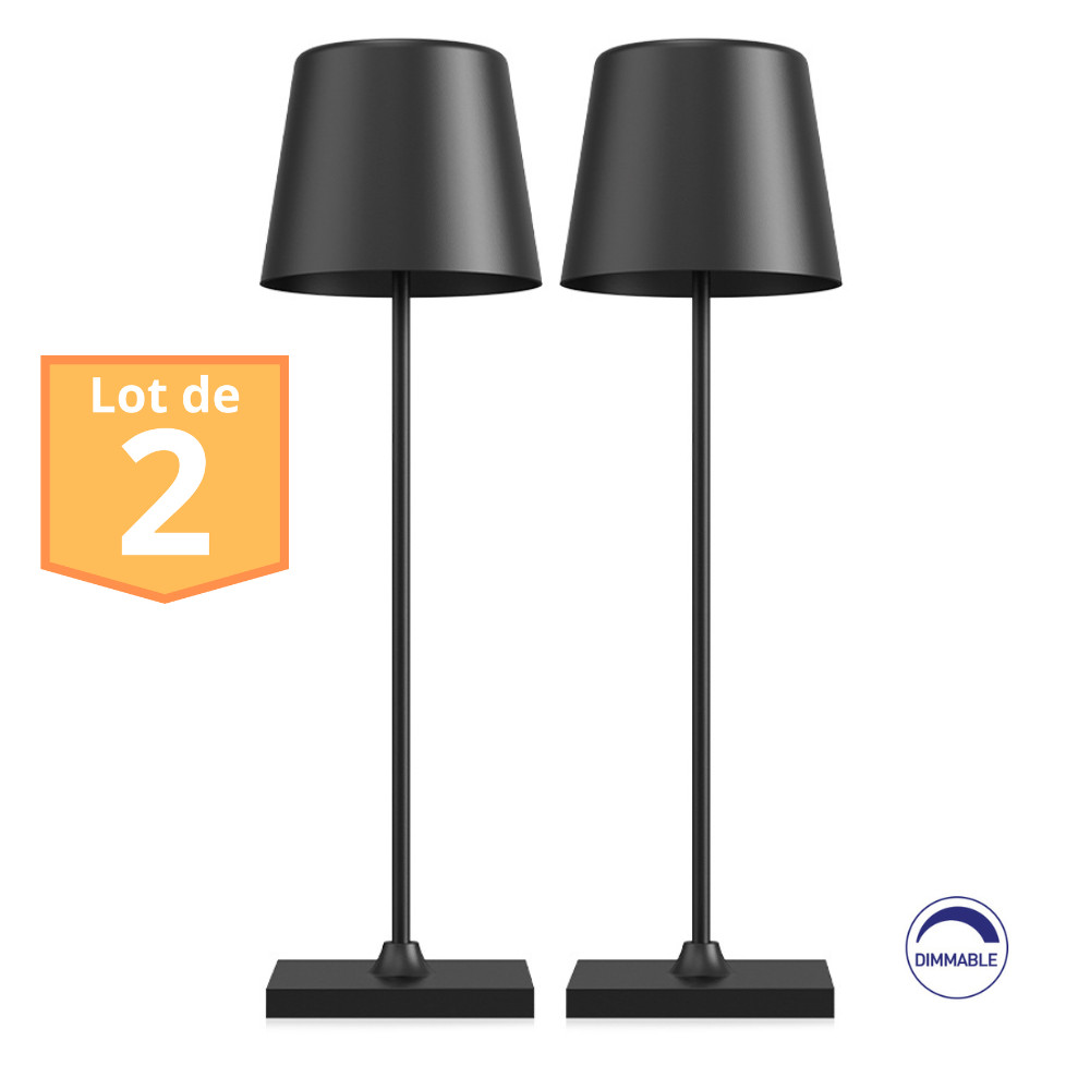 Lampe de table rechargeable noire IP44 pour illuminer vos dîners en terrasse