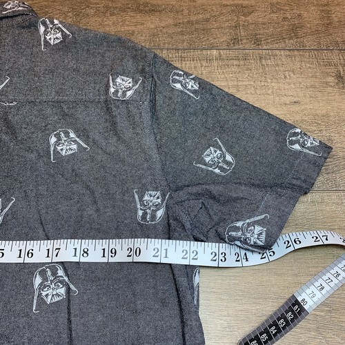 Star Wars Mens Size Large Short Sleeve button Down Shirt Gray Darth Vader B3 - 第 15/17 張圖片