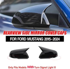 For 2015-2022 Ford Mustang W/ signal M Horn Style Gloss Black Side Mirror Covers
