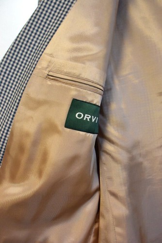 Orvis Blue/Beige Check Cotton Blend Sport Coat Blazer Jacket-Manuf. Irreg.-44L - Picture 7 of 10