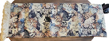 Vintage Amrose New York Table Runner Made In USA Cats 68 inch Crazy cat lady