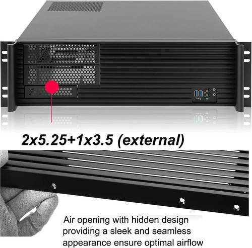RackChoice ATX/Micro ATX Mini-ITX 3U Rackmount Server Chassis 2x5.25” + 5x3.5” B - Bild 4 von 8