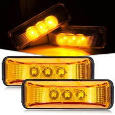 2x Marker Lights 4 3-led Truck Trailer Clearance Side Light Amber Waterproof Us