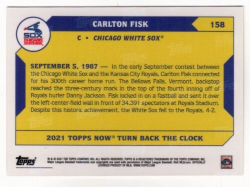 Tarjeta de béisbol Carlton Fisk #158 2021 Topps Now Turn Back The Clock (PR:320) - Imagen 2 de 2