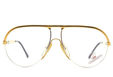    Vintage CARRERA Glasses Frame 5305 Oversized Gold Pilot 1980s  Unisex