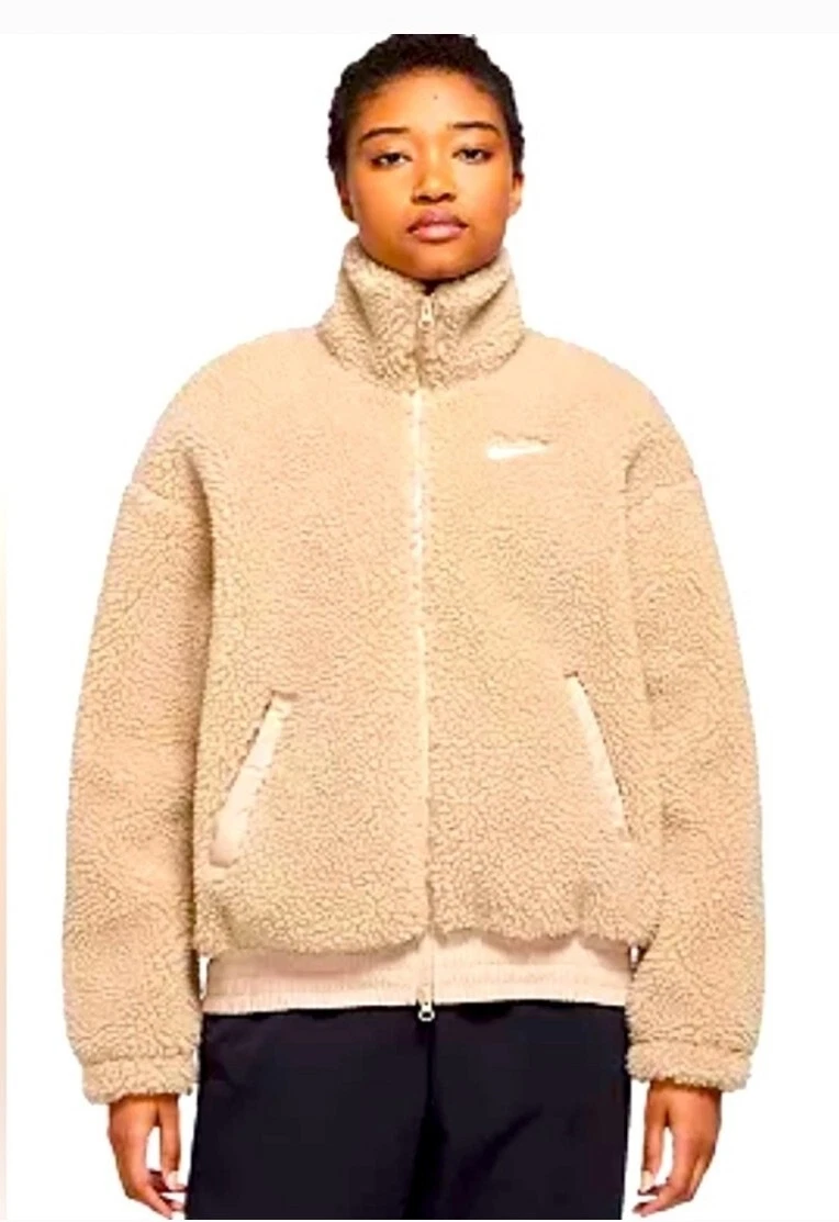 Nike sherpa jacket swoosh sales