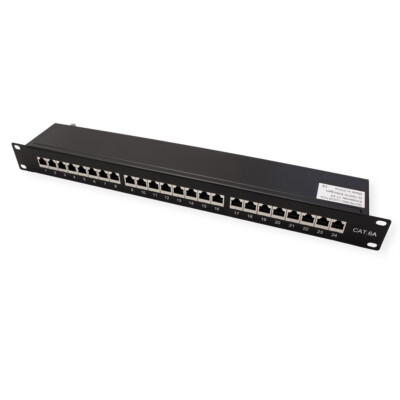 19''-Patchpanel, Kat.6A (Class EA), 24 P, geschirmt, schwarz