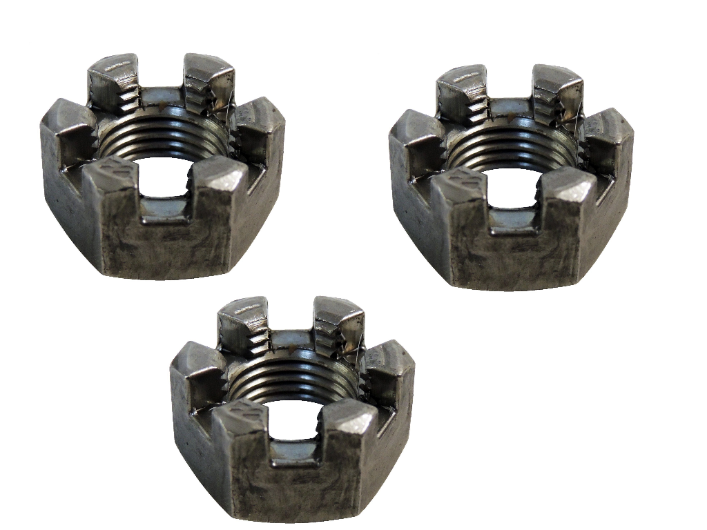 Kit 3 Castle Slotted Nuts for Jeep Tie Rod Drag Link at Knuckle