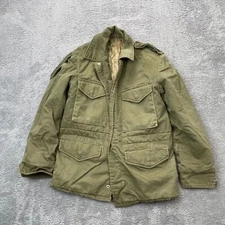Vintage Military Jacket Mens Green Army Cold Weather Field Coat Quilt Lined