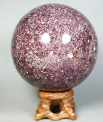 1.31lb Marvelous Lepidolite Purple Mica Globe Quartz Crystal Sphere Ball w/Stand
