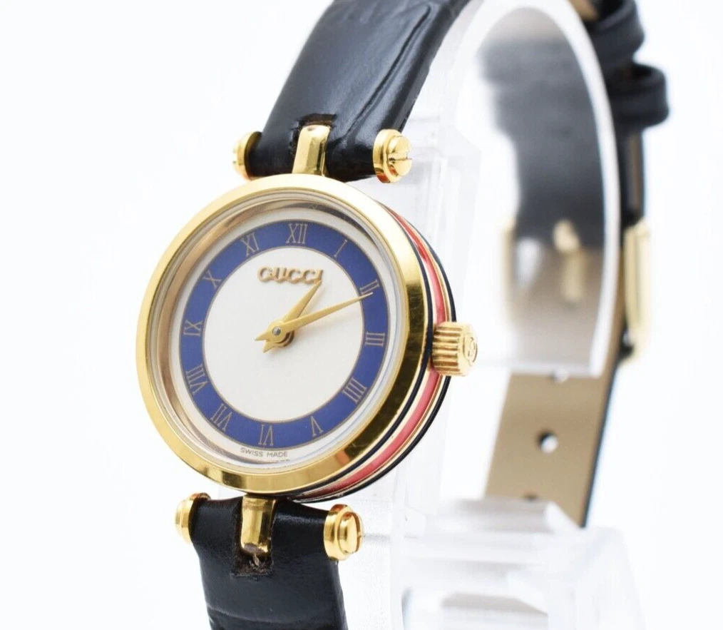 【Presque comme neuve】 Montre Femme Vintage Gucci 2000L Sherry Line Cadran Bleu Quartz JAPON