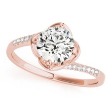 0.87 Ct Round Simulated Diamond Engagement Ring 14K Solid Rose Gold Size 6 7