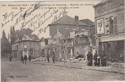 ALTE AK-CREIL Von den Deutschen verbrannt-1914-PUB LU-LEFEVRE/