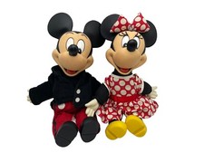 Vintage Disney Mickey Minnie Mouse Stuffed Animal 14" Doll Toy Rubber Face