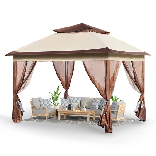 Patio Gazebo 11 x 11 FT Pop up Gazebo Tent for 8-10 Person,