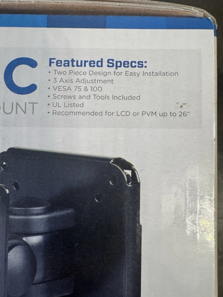 NEW Clinton CE-174C VESA 75 100 PVM LCD Monitor Wall Mount 3-axis 35lb Black - Image 2 of 2