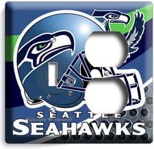 SEATTLE SEAHAWKS FOOTBALL TEAM LOGO LIGHT SWITCH OUTLET WALL PLATES MAN CAVE ART