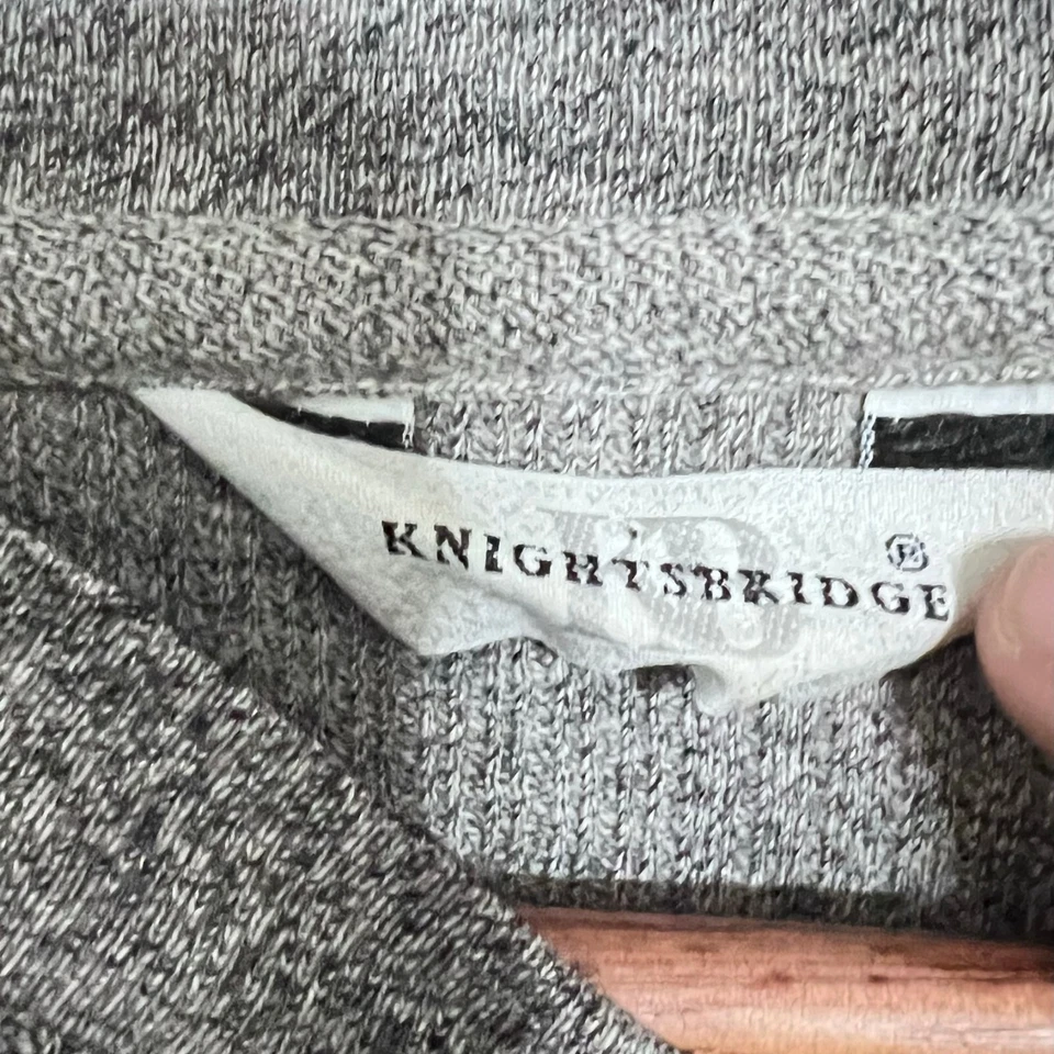 Suéter Henley tejido acanalado vintage Knightsbridge para hombre talla L gris abotonado Foto 2 de 4