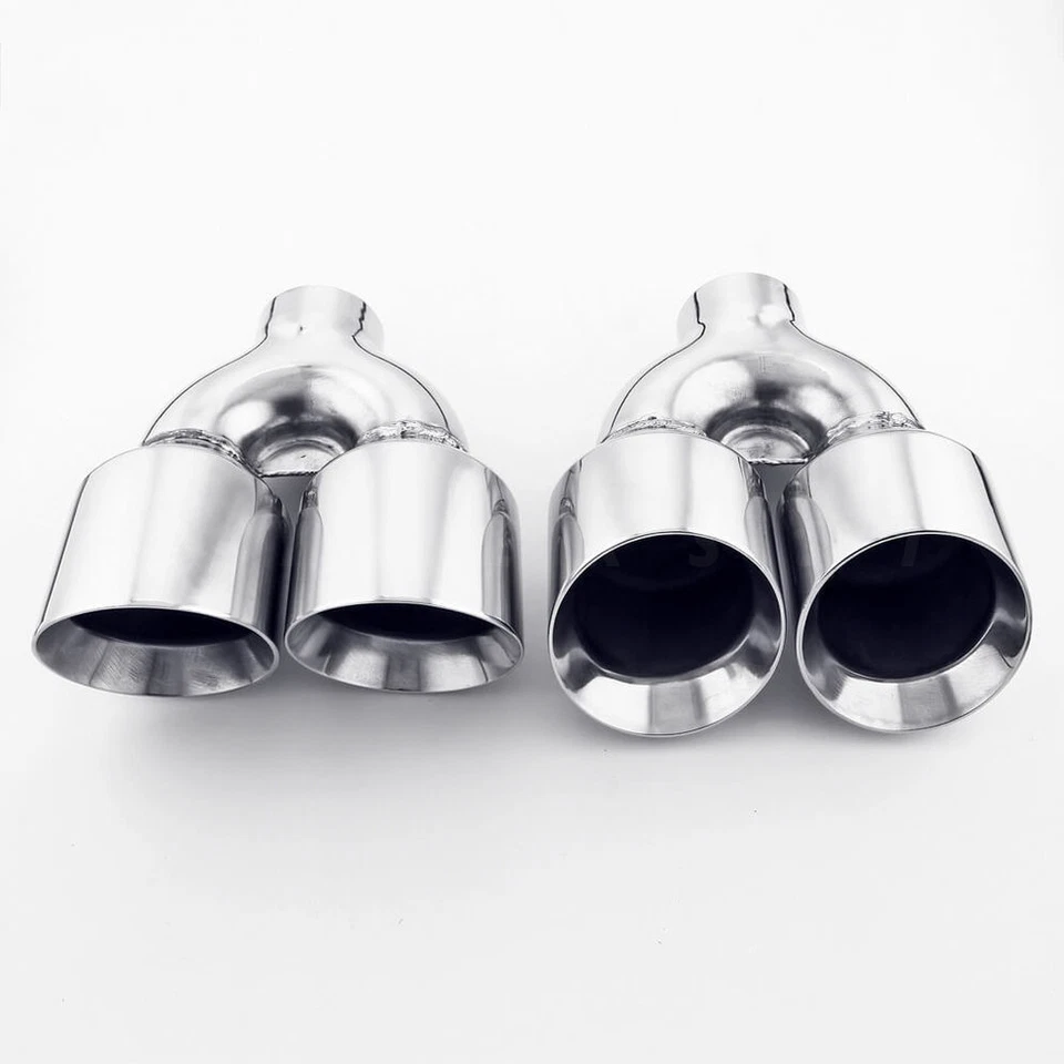 Stainless Steel QUAD 4" Out 2.5" Inlet 9" Long Dual Wall Exhaust Tips Dual Wall - Bild 2 von 4