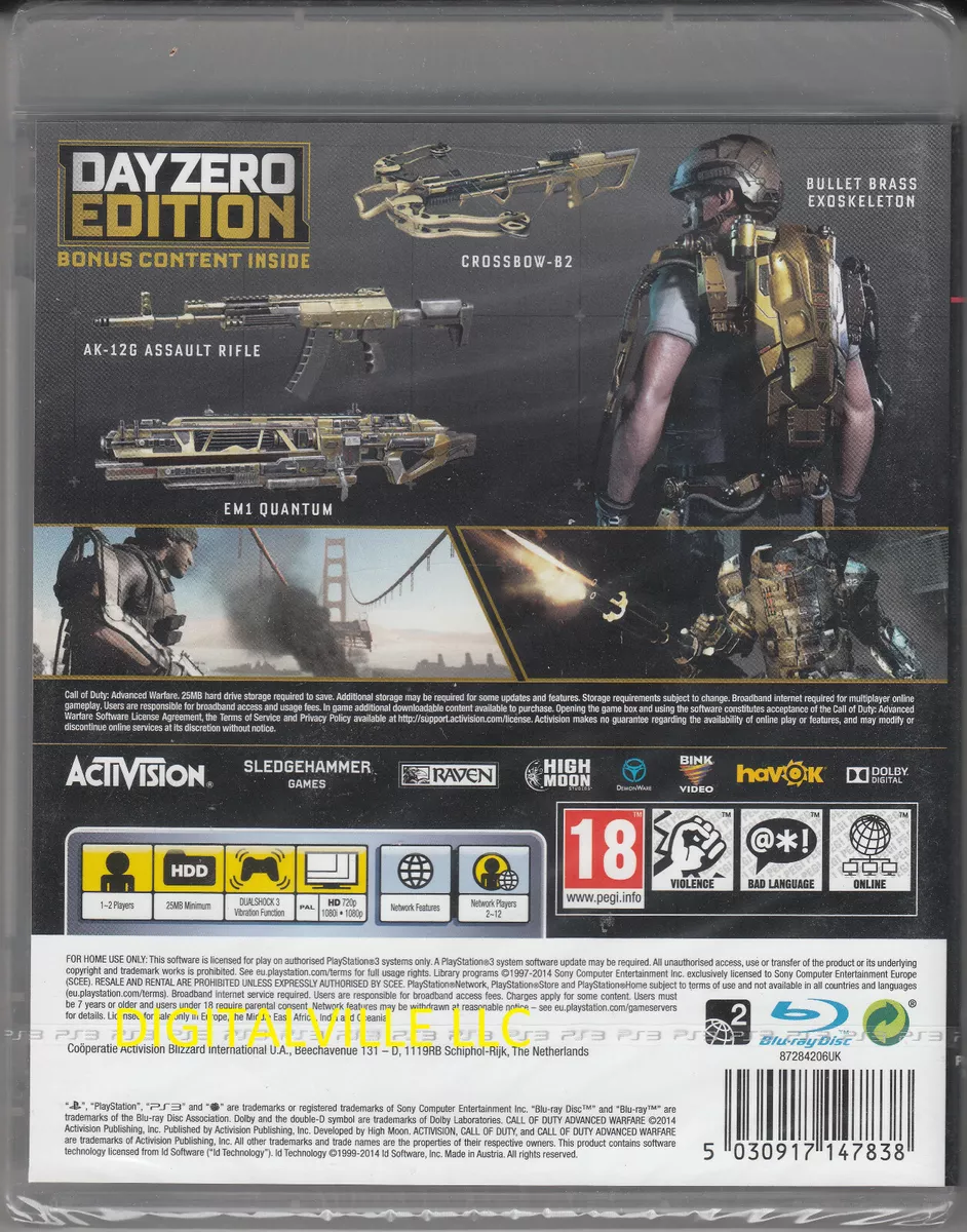 COD Advanced Warfare Day Zero Edition PS3 Brand New factory Sealed