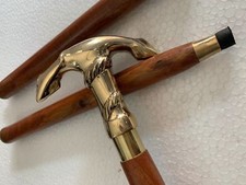 Antique Brass Anchor Head Handle 3 Fold Wooden Walking Stick Cane Handmade Gift