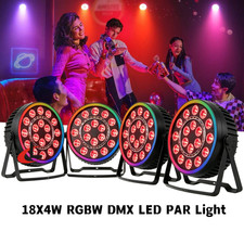 4PC 18x4W RGBW 4in1 LED Par Can Wash Lights DMX512 Stage Lighting for Church DJ