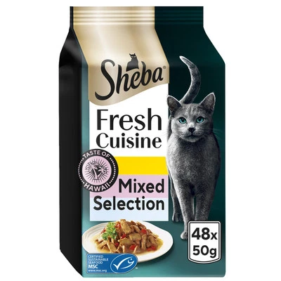 48 x 50g Sheba Fresh Cuisine Taste of Hawaii Cat Food Pouches Mixed Selection