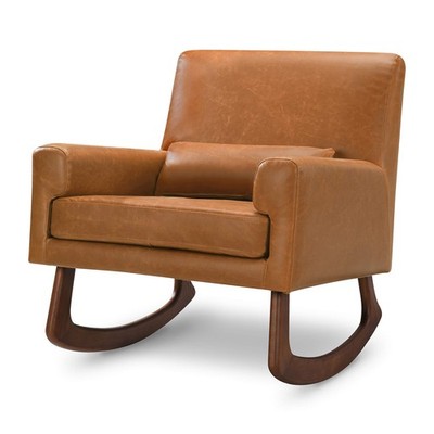 Sleepytime Rocker in Tan PU Vegan Leather with Walnut Legs, Greenguard Gold a...