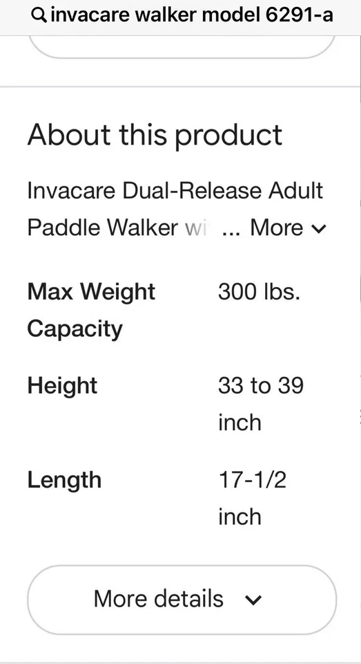 Andador Plegable INVACARE Modelo 6291-A Altura Ajustable Hasta 300 Lb Foto 4 de 4