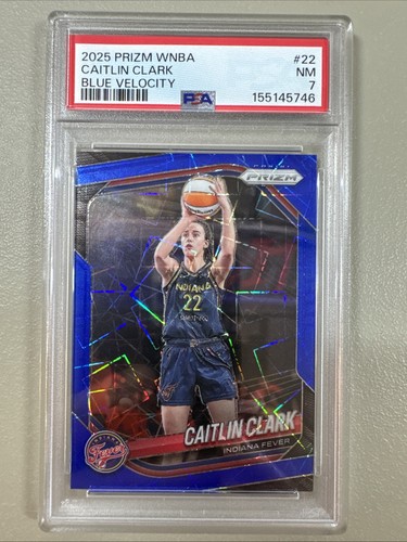 2024 PANINI PRIZM WNBA BLUE VELOCITY #22 CAITLIN CLARK ROOKIE RC PSA 7