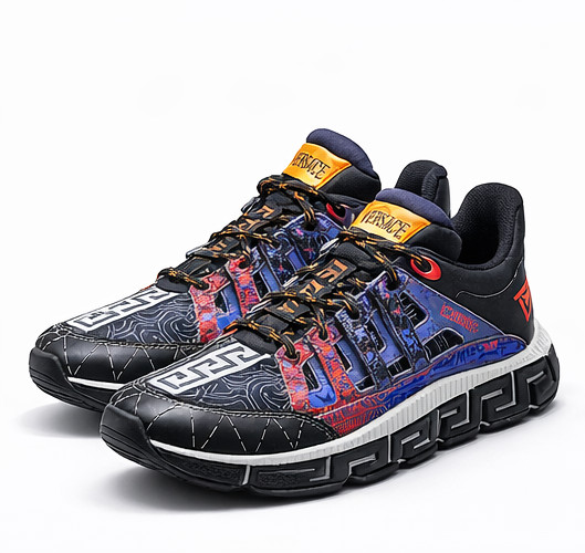 Versace Trigreca Sneakers Men EU 41 US 8 Black Multi Luxury Designer Shoes Authe thumbnail 3