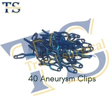 40 PCs Titanium Aneurysm Clips | Neuro Surgery Vascular Micro Clips | Surgical