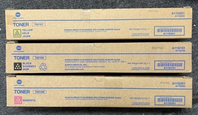 3 original Toner Konica Minolta TN216 Black Yellow Magenta BizHub C220 C280 OVP