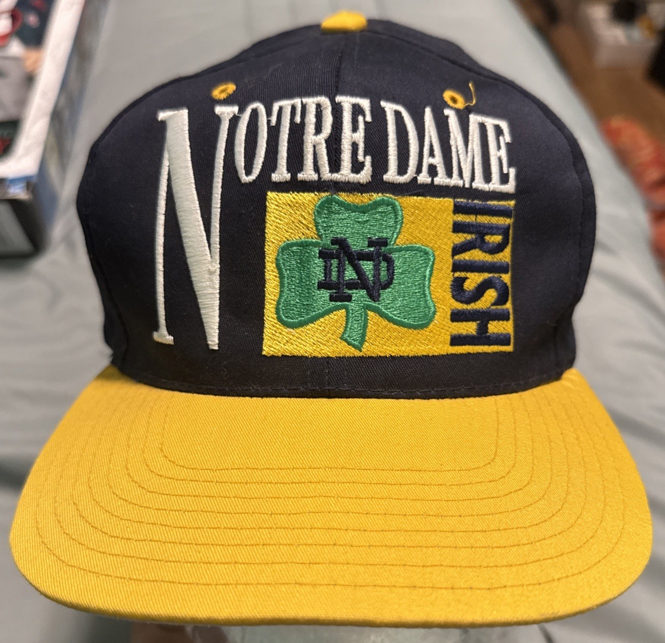 VTG 90s Notre Dame Fighting Irish Drew Pearson SnapBack Hat Embroidered EUC Rare
