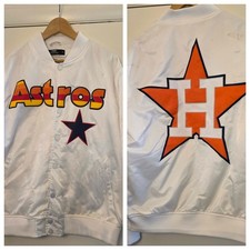 Houston Astros XL Pro Standard Satin Snap Button Up Jacket Patches  Stains