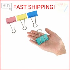 Extra Large 2-Inch Colored Binder Clips, 12-Pack Pink, Blue, Green, Yellow 