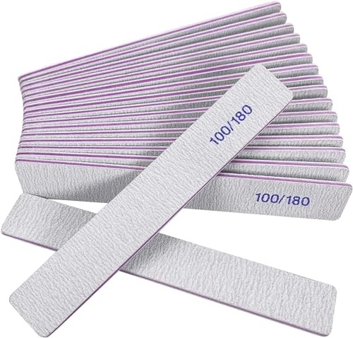 S (12 Pack), 100/180 Grit Emery Boards For Natural & Acrylic