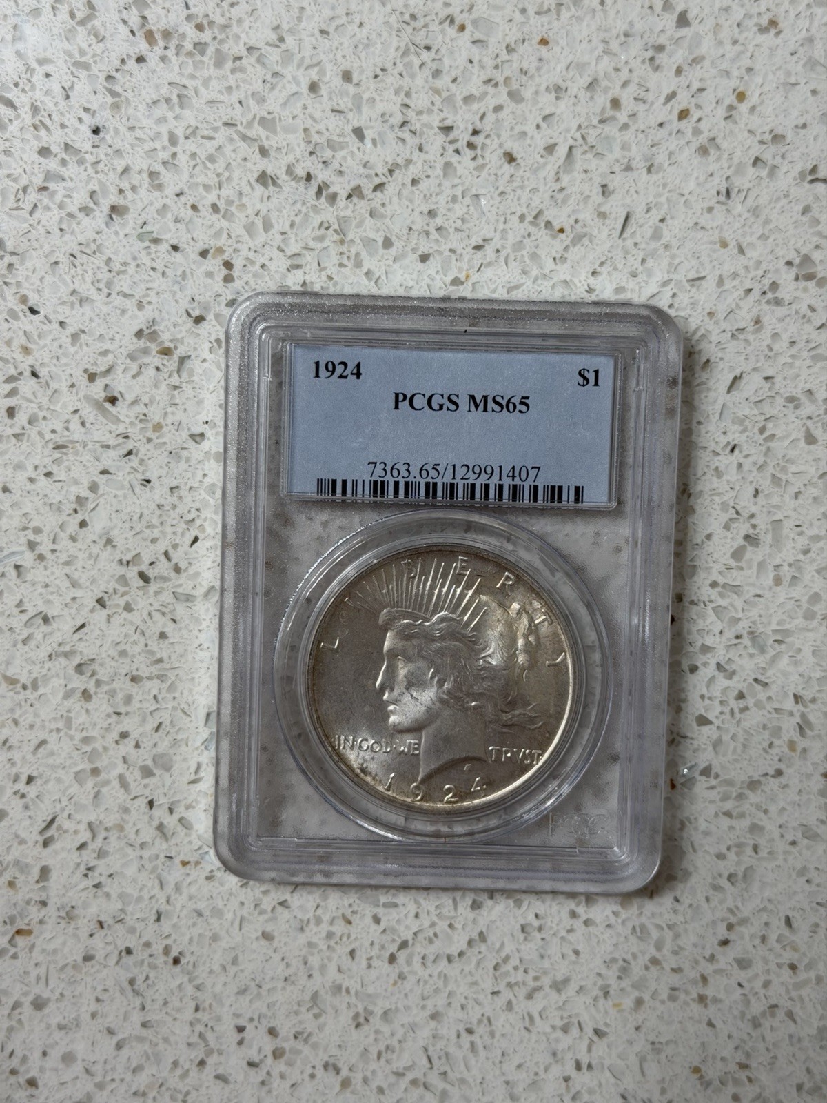 1924 Silver Peace Dollar $1 PCGS MS65