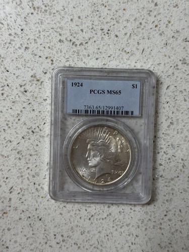 1924 Silver Peace Dollar $1 PCGS MS65