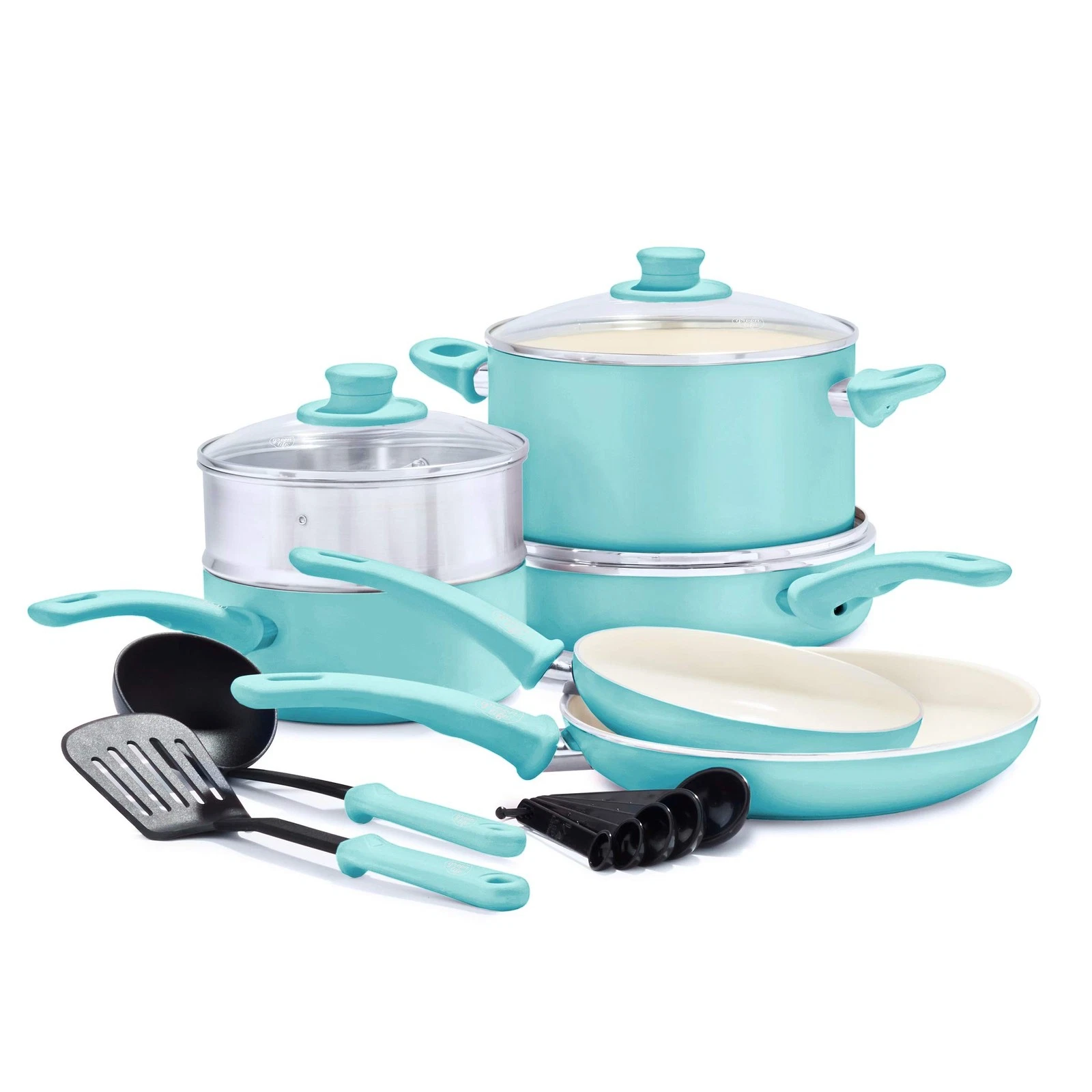 GreenLife Soft Grip Healthy Ceramic Nonstick 12 Piece Cookware Pots and Pans ...