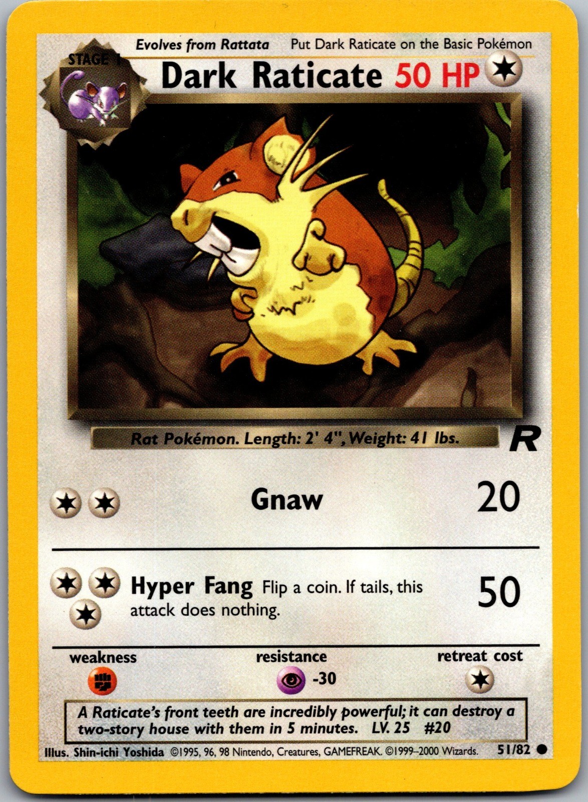 Dark Raticate Common Team Rocket 51/82 NM