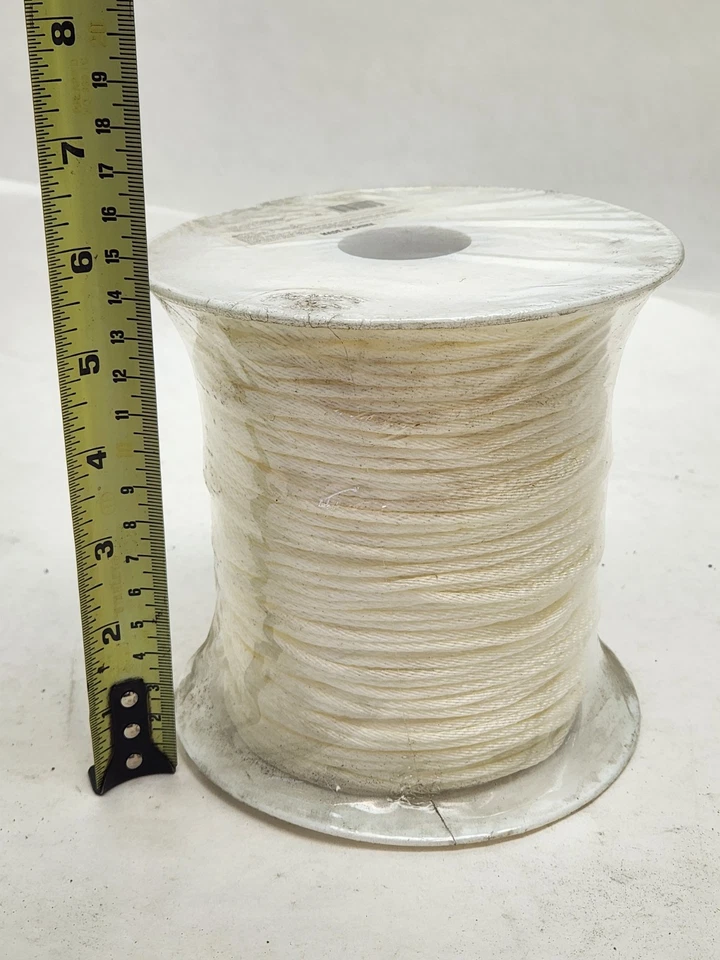 NUEVO - 1/8 pulg. x 600 pies Carrete de cuerda de nailon trenzado sólido (26-62 libras de carga) blanco Foto 4 de 4