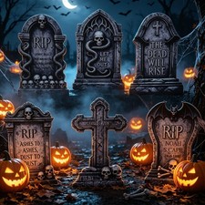 17" Halloween Tombstones Outdoor Graveyard Decorations,6-Pack