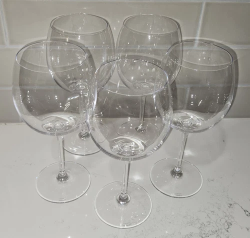 Set Of 5 Marquis By Waterford Vintage Red Wine Glasses Crystal 8.5" White Light
