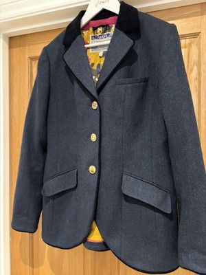 Joules Tweed Jacket UK 16 Navy Wool Parade Hacking Herringbone Country Blazer