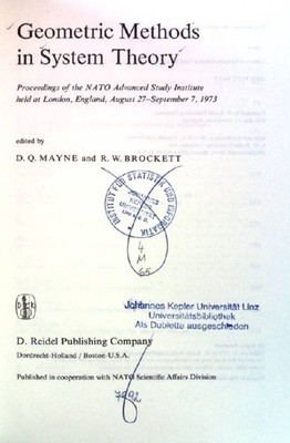 Geometric Methods in System Theory: Proceedings of NATO Advanced Study Institute