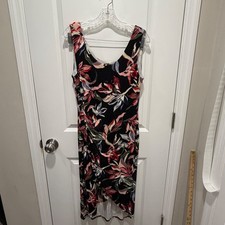 T Tahari Women Sheath Dress Floral Tropical Black Multicolor Size M NWT